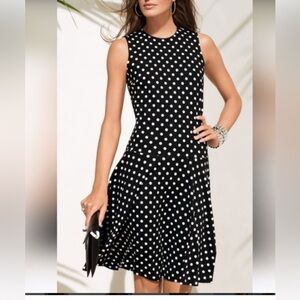 Lauren Ralph Lauren Woman’s Black & White Polka Dot Midi Dress. Size 4.